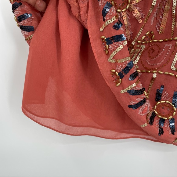 Free People Coral Beaded Mini Dress - Picture 6 of 12